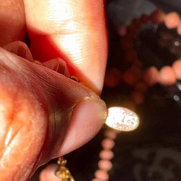 Peach Colored Beaded Paper Necklace Vintage - Picture 9 of 10